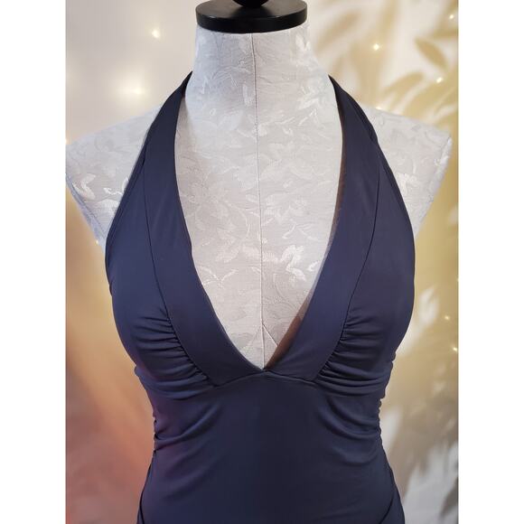 Athleta Shirrendipity Halter Tankini Swim Top Womens Size ST Dress Blue Beach - Picture 3 of 11